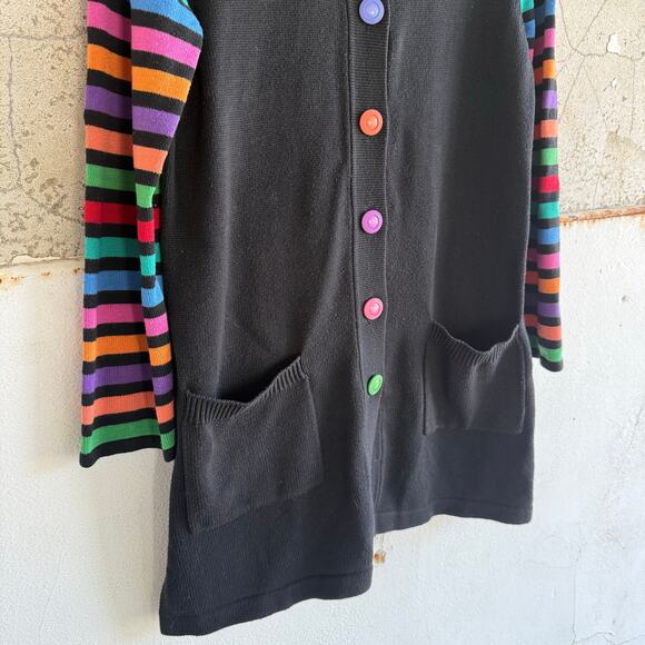 Vtg Cardigan Bob Mackie Rainbow Stripe Longline Sweater Womens M 90s Art Teacher - Picture 7 of 7